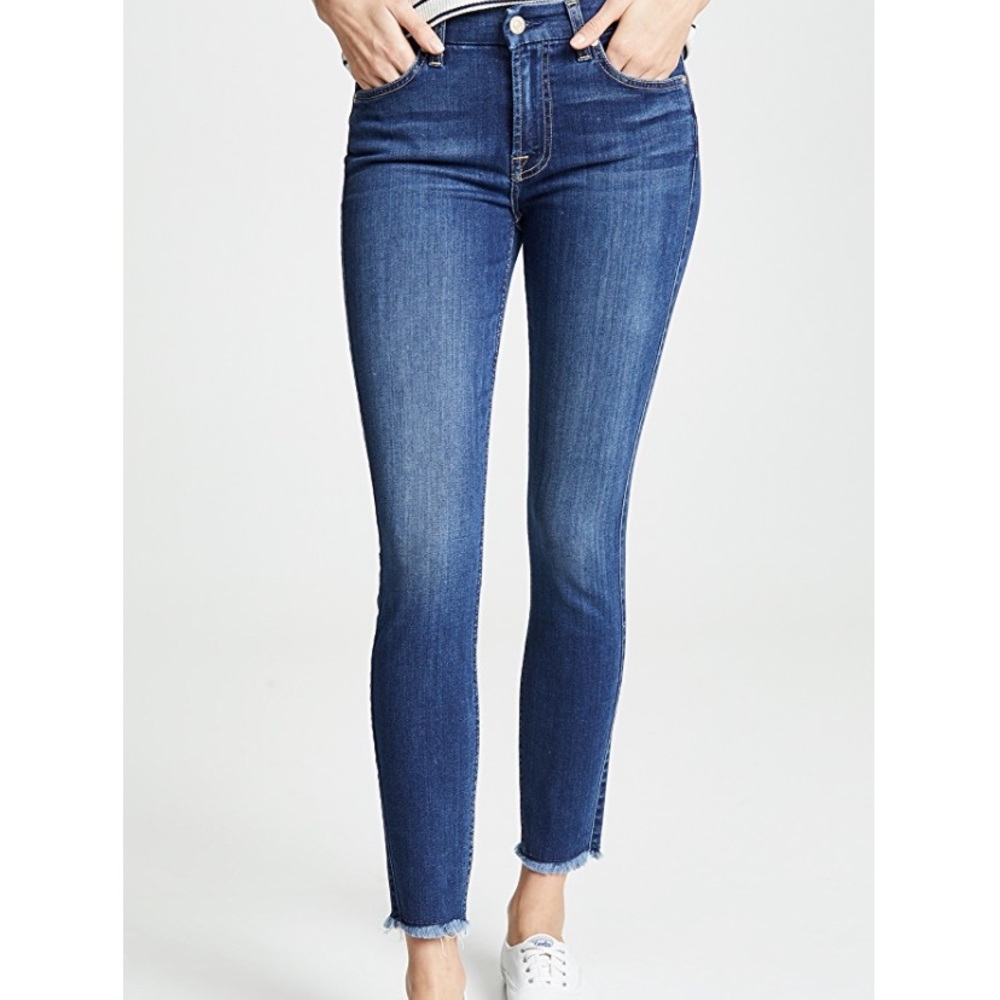 7 for all mankind skinny ankle frayed hem raw hem